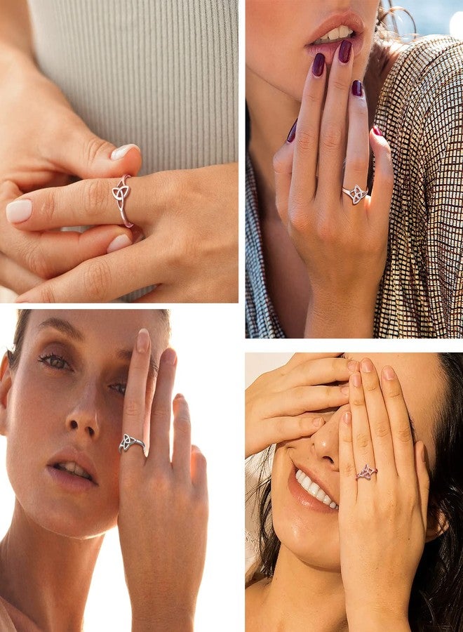 PROSILVER Rose Gold Rings For Women Sterling Silver Celtic Knot Pinky Ring Size 5 - Image 2